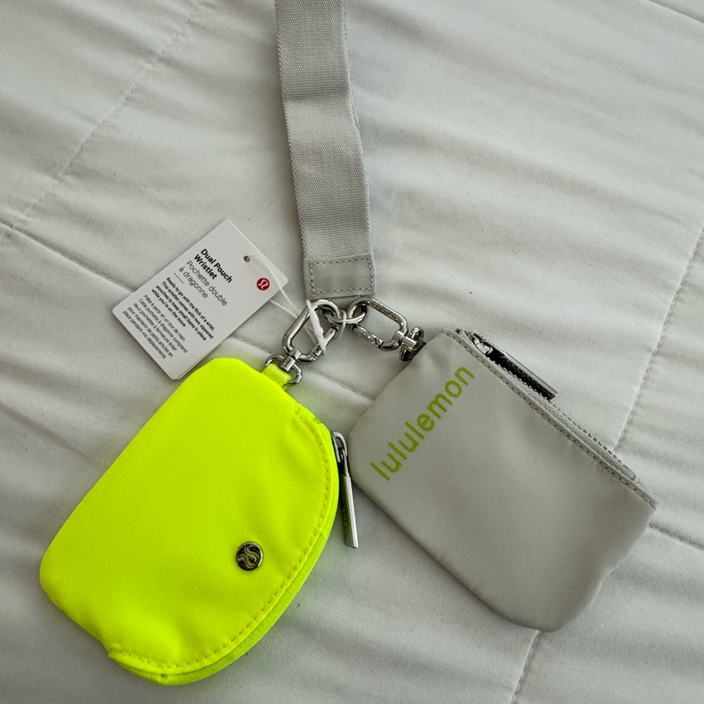 Lululemon Athletica Yellow and Gray Wristlet Clutch Set